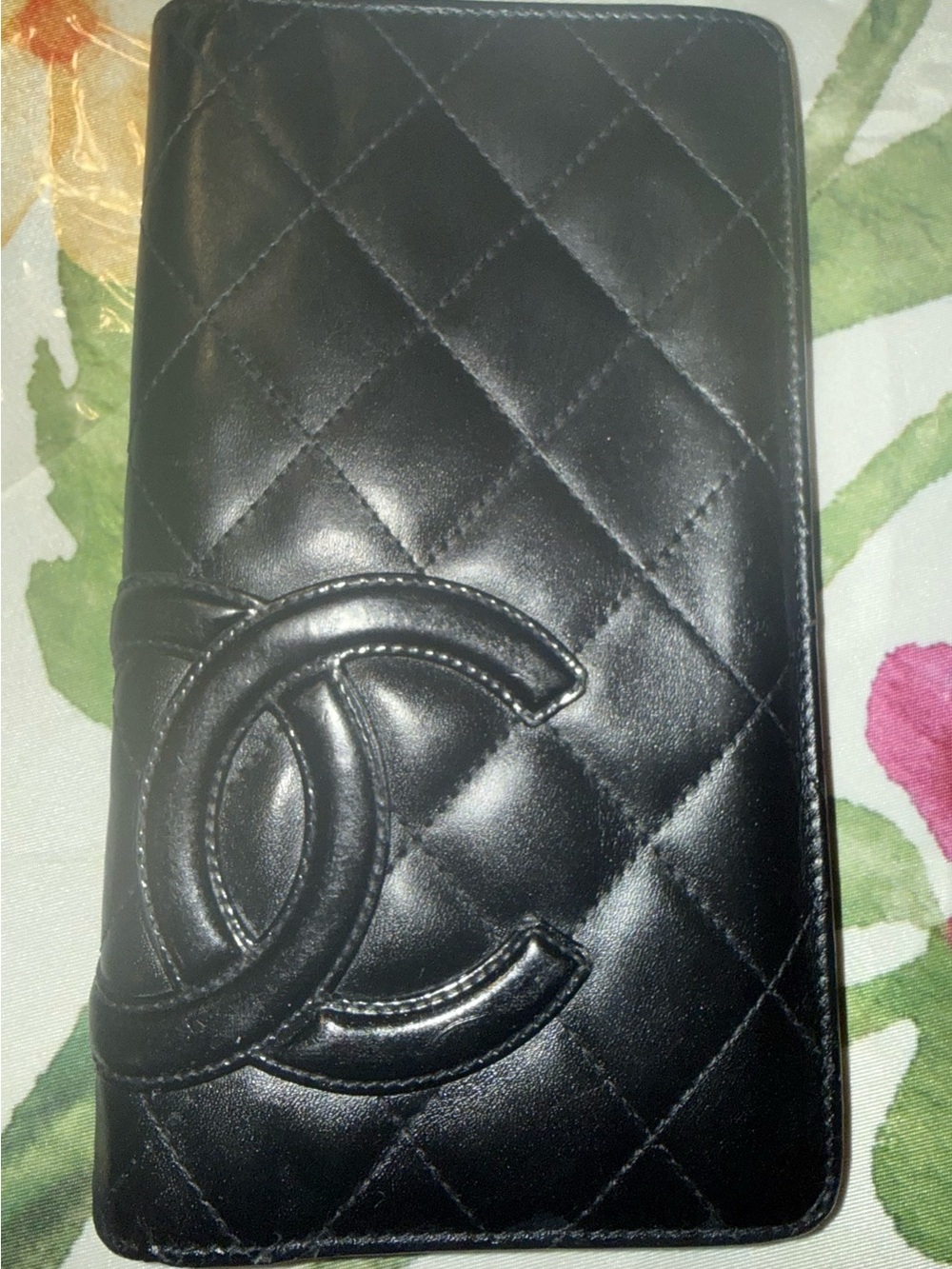 CHANEL Black Quilted CC Logo Long Wallet